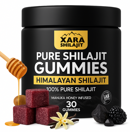 Xara Shilajit Gummies – Pure Shilajit + Manuka Honey – Testosterone & Libido Support – 30 Count