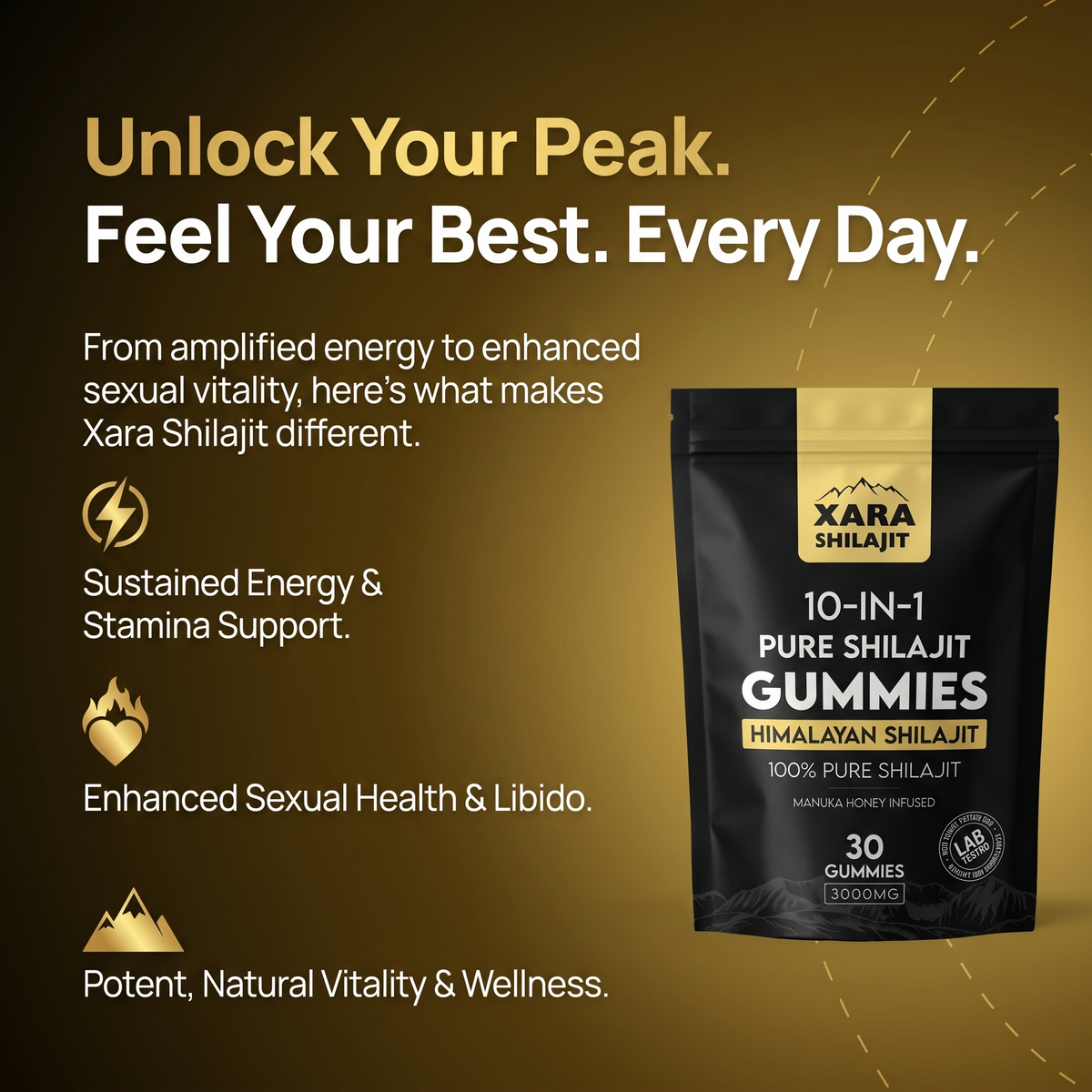 XARA SHILAJIT® Pure Shilajit Gummies For diabetic men
