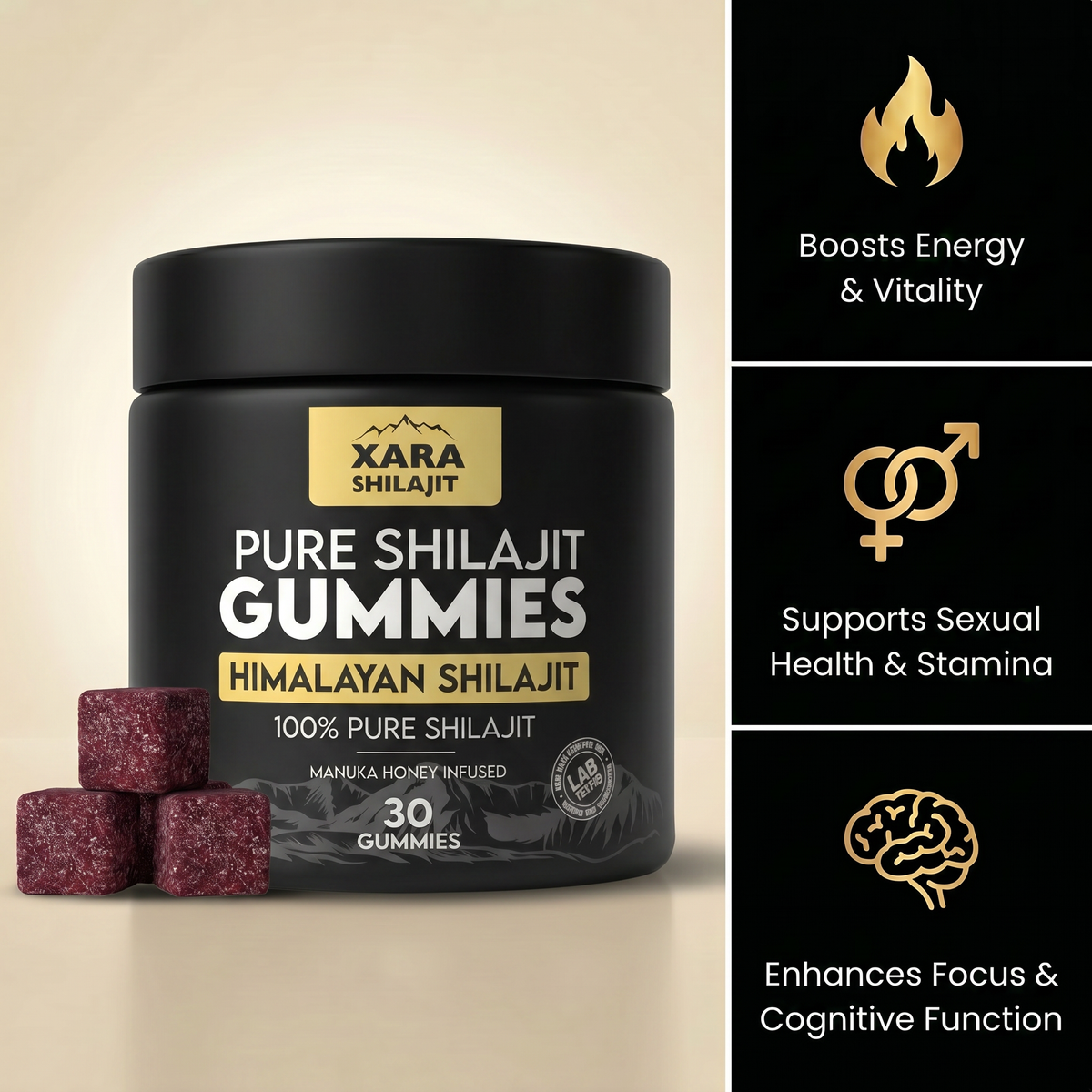 XARA SHILAJIT® Pure Shilajit Gummies — view 1